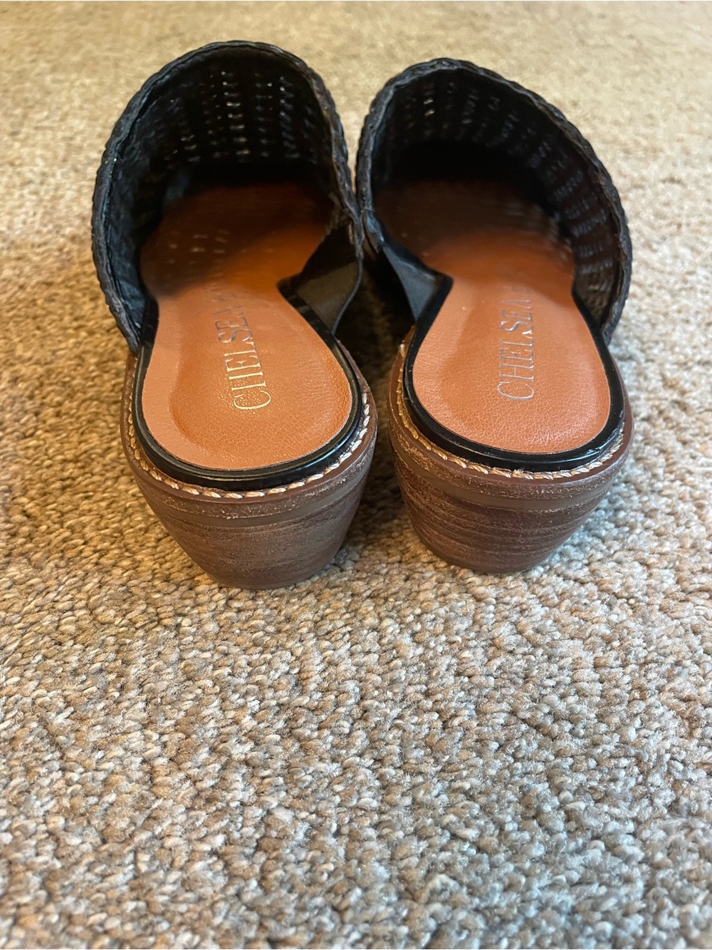 Chelsea & Violet Auggie Woven Leather Black Slip-On Mules Sz: 6.5 Coastal chic - Picture 7 of 9